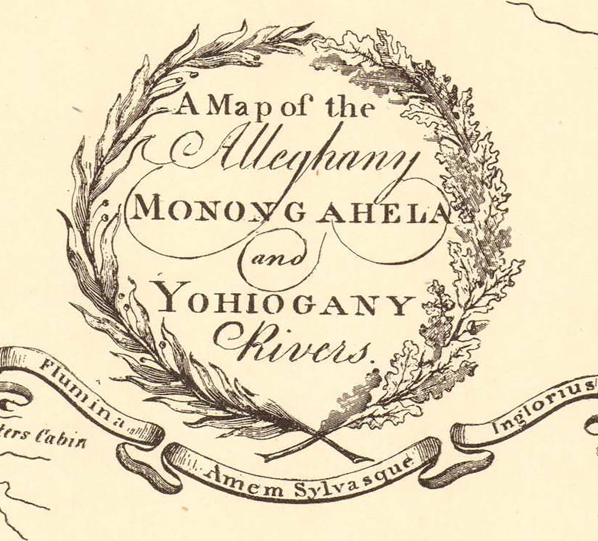 18th Century Map of Alleghany Monongahela and Youghiogheny Rivers Pennsylvania