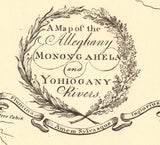 18th Century Map of Alleghany Monongahela and Youghiogheny Rivers Pennsylvania