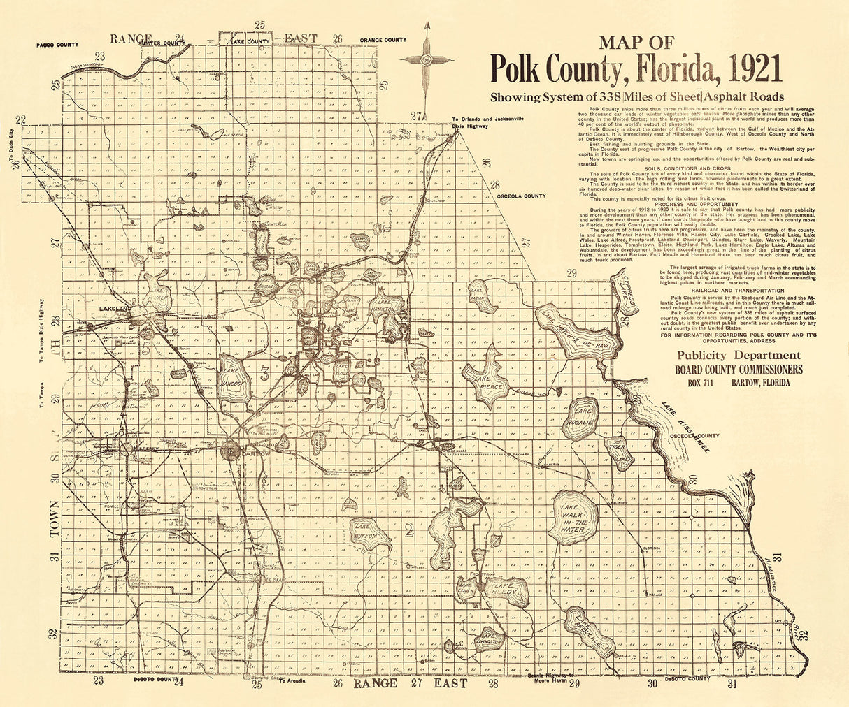 1921 Map of Polk County Florida