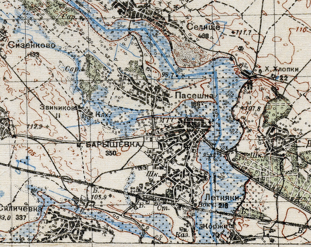 1928 Map of Baryshivka Kiev Oblast Ukraine