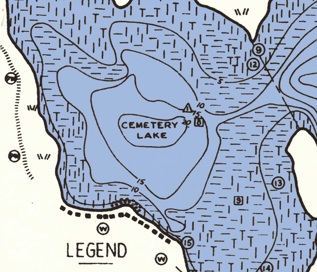 1938 Map of Randall North and Cemetery Lakes Branch County Michigan