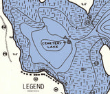 1938 Map of Randall North and Cemetery Lakes Branch County Michigan