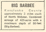 1940 Map of Big Barbee Lake Kosciusko County Indiana