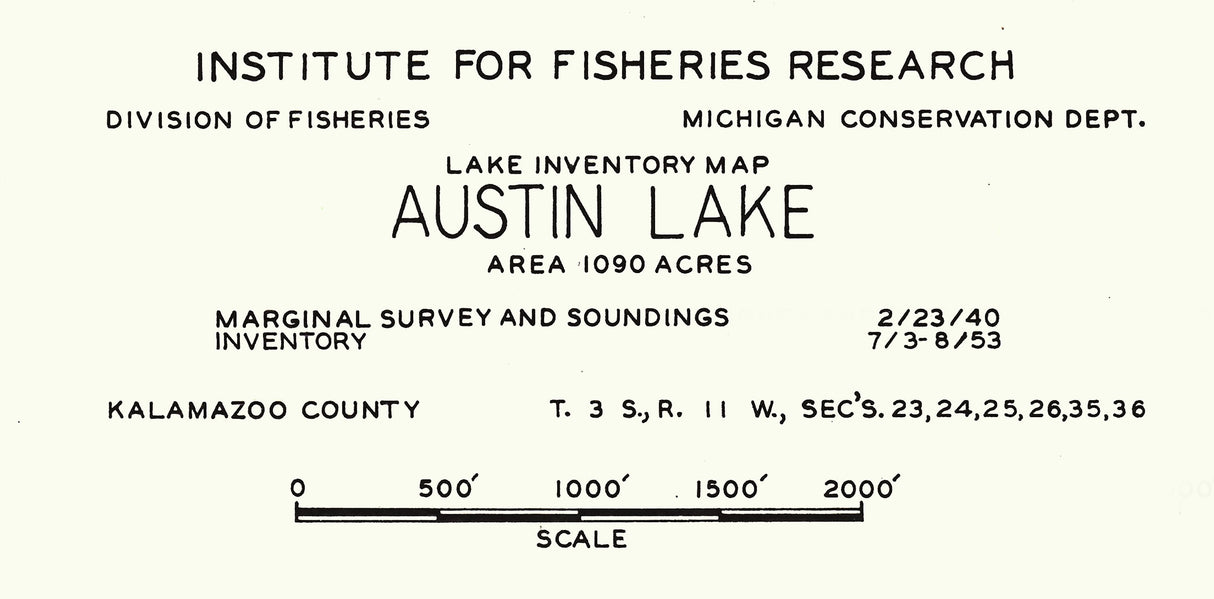 1953 Map of Austin Lake Kalamazoo County Michigan