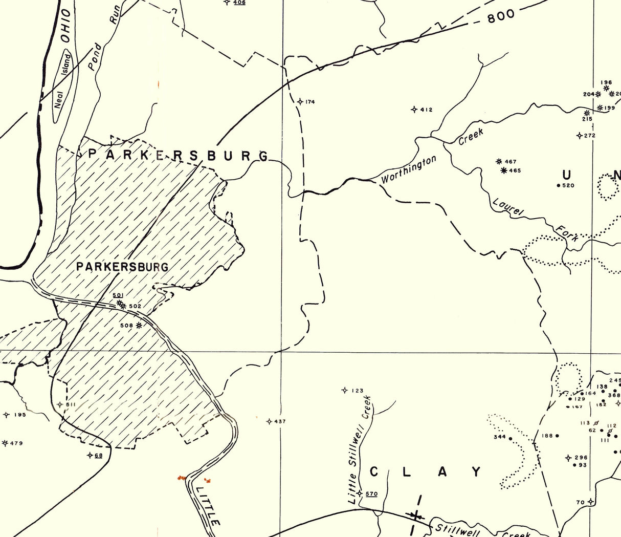 1966 Oil and Gas Well Map of Pleasants Wood and Ritchie County West Virginia