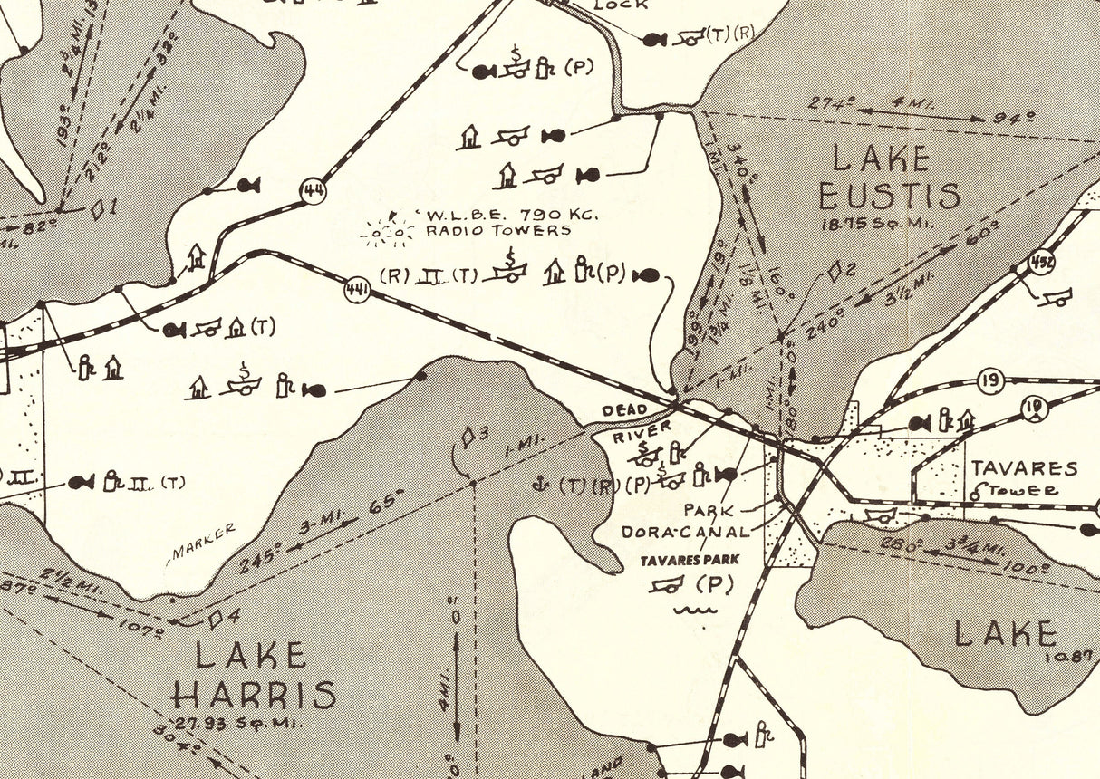 1980 Map of Lake County Florida Lakes