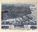 1885 Panoramic Map of Pensacola Florida Escambia County