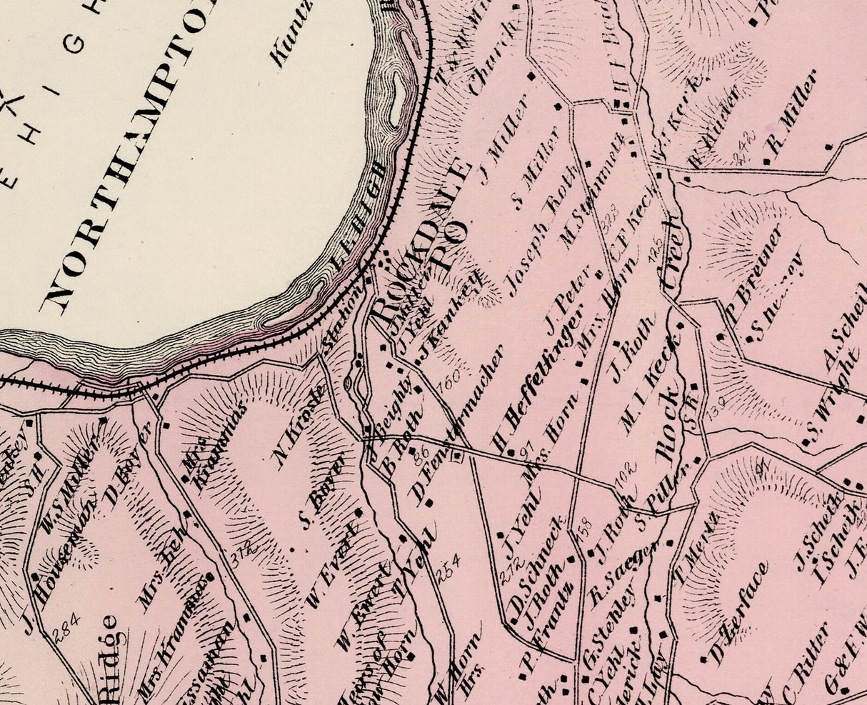 1876 Map of North Whitehall Township Lehigh County Pennsylvania