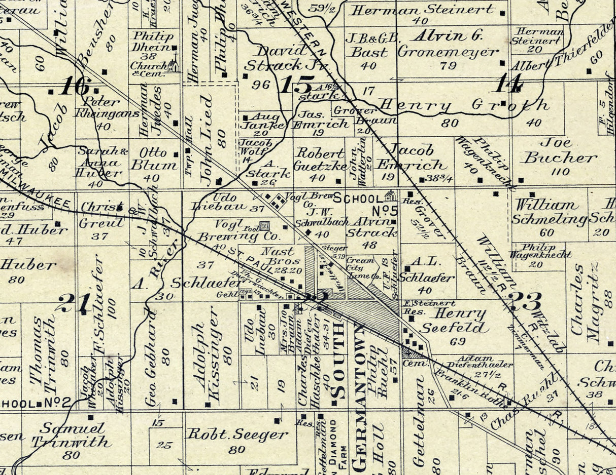 1915 Map of Germantown Township Washington County Wisconsin