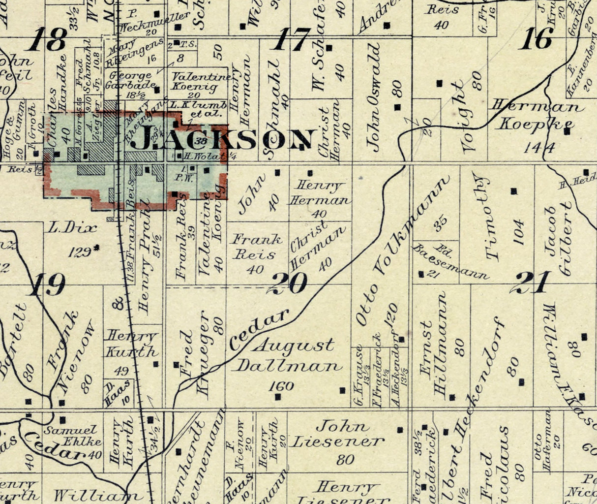 1915 Map of Jackson Township Washington County Wisconsin