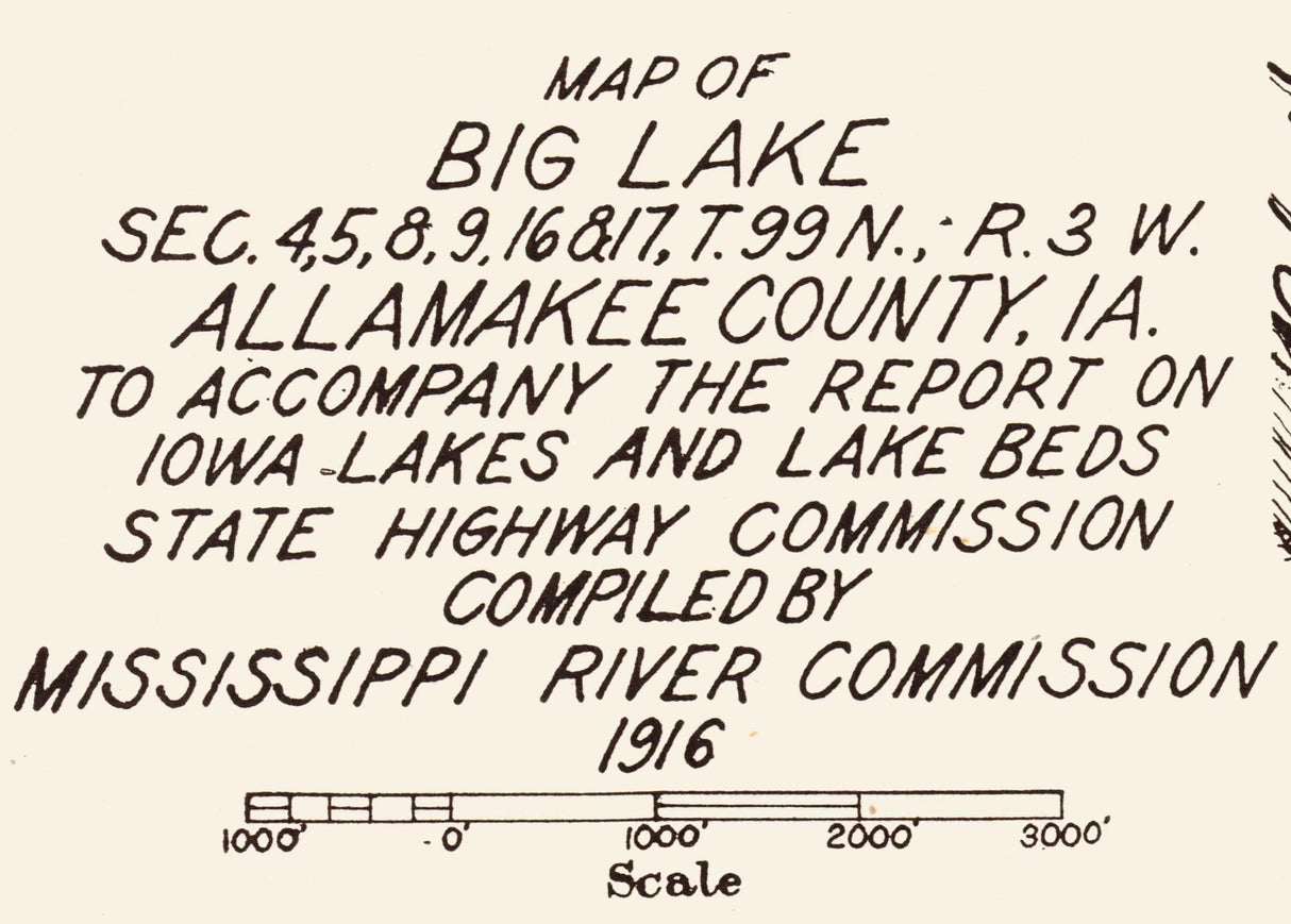 1916 Map of Big Lake Allamakee County Iowa