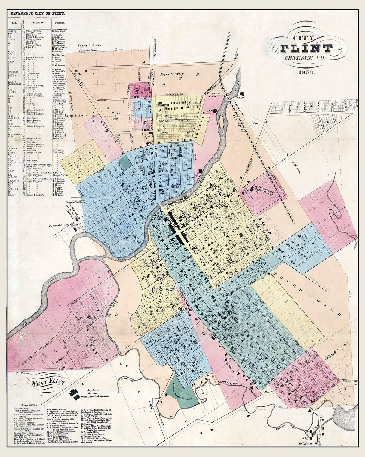 1859 Map of Flint Michigan