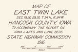 1916 Map of East Twin Lake Hancock County Iowa