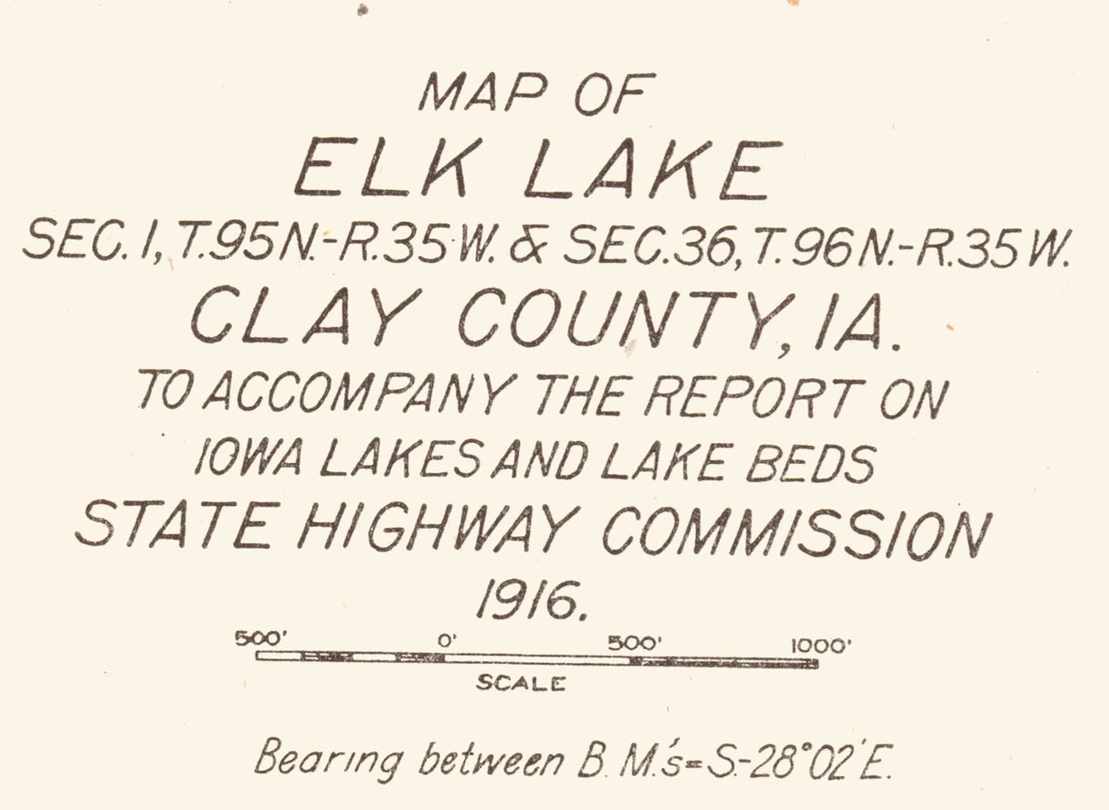 1916 Map of Elk Lake Clay County Iowa