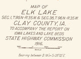 1916 Map of Elk Lake Clay County Iowa