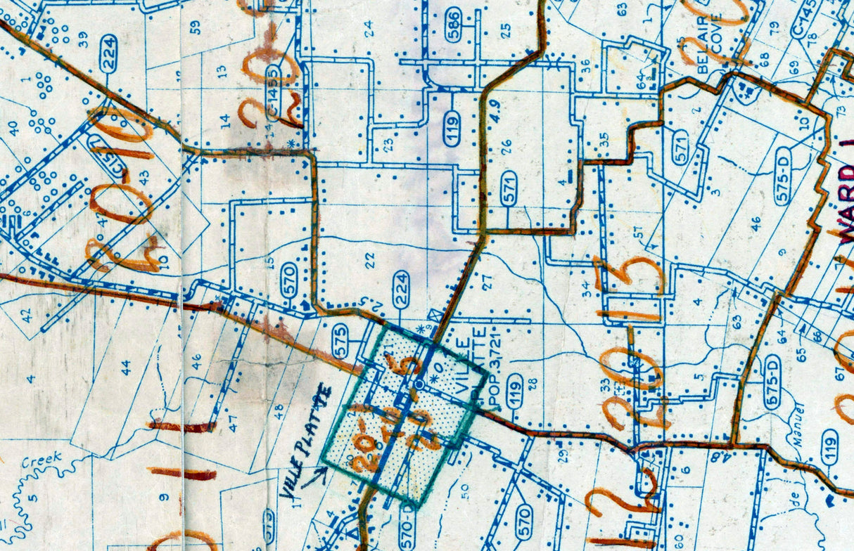 1950 Map of Evangeline Parish Louisiana