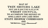 1915 Map of Twin Sisters Lake Wright County Iowa