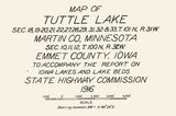 1916 Map of Tuttle Lake Martin County Minnesota & Emmet County Iowa