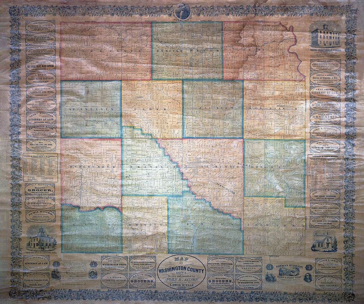 1859 Map of Washington County Iowa