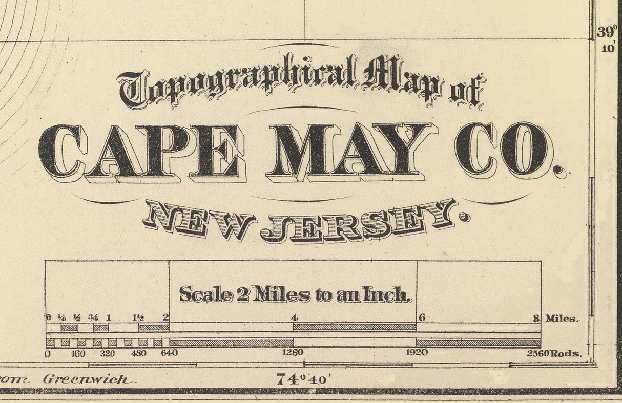 1872 Map of Cape May County New Jersey