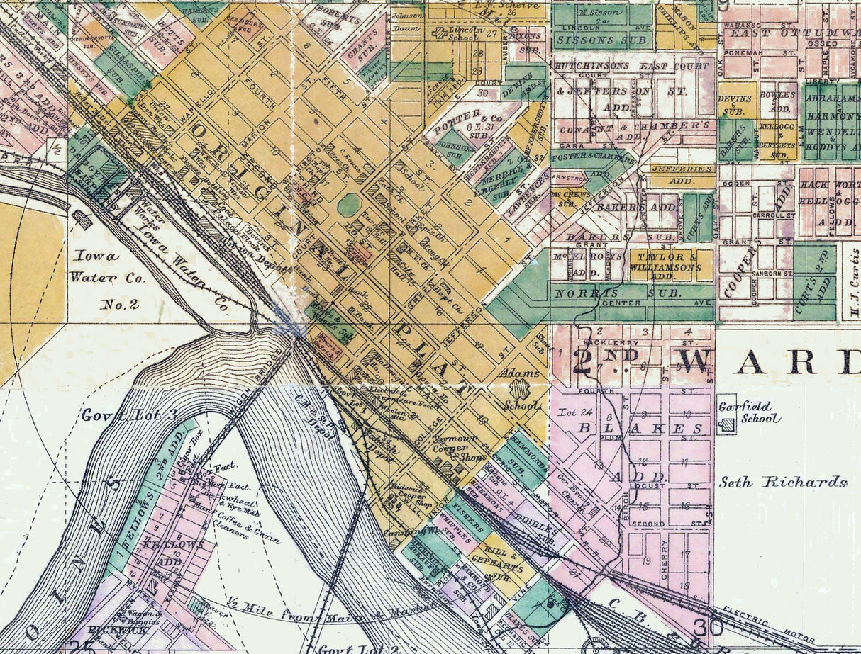 1891 Map of Ottumwa Iowa