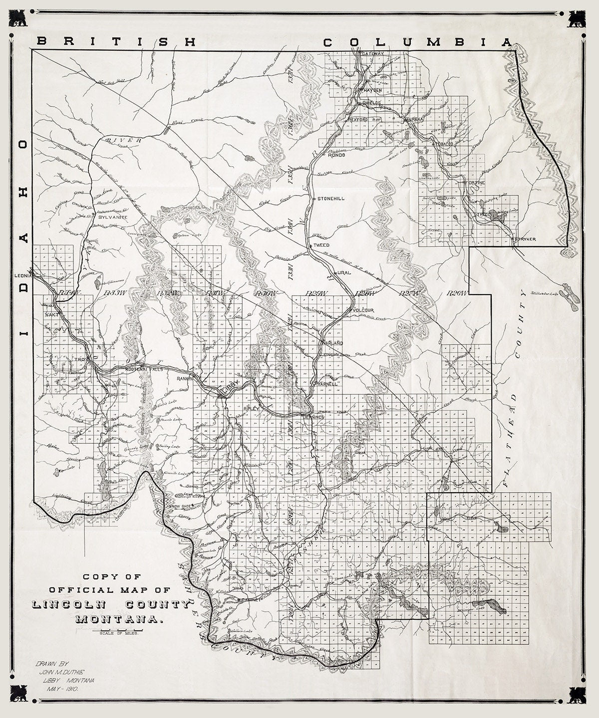 1910 Map of Lincoln County Montana