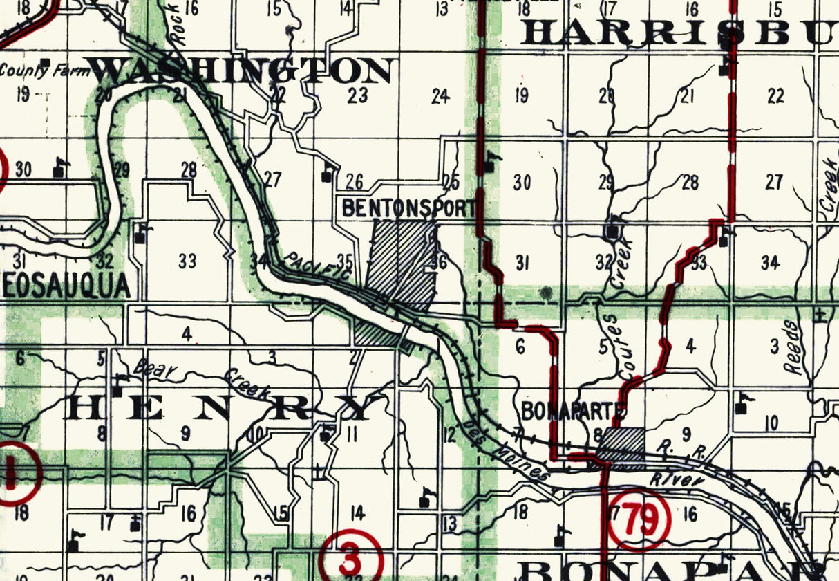 1927 Map of Van Buren County Iowa