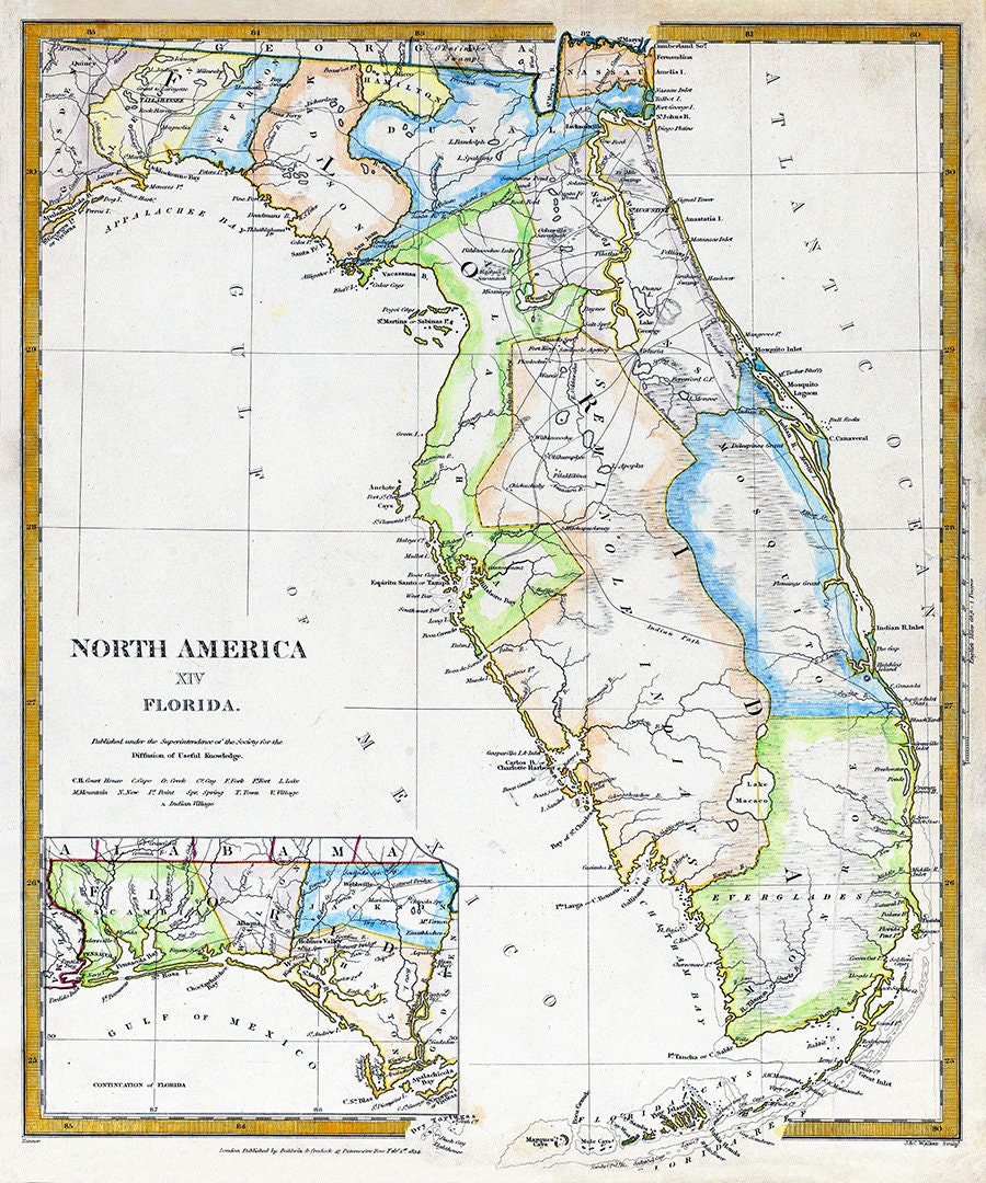 1834 Map of Florida – Genealogical Surveyor