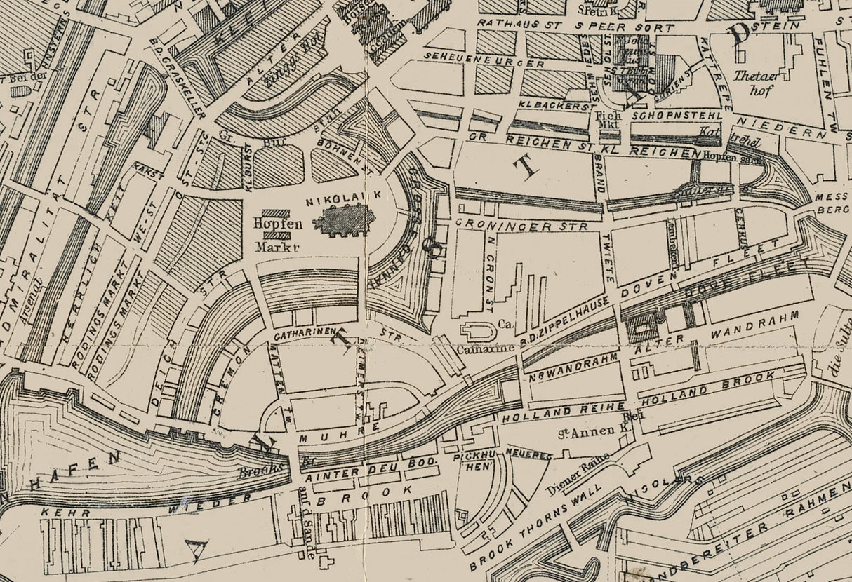 1850 Map of Hamburg Germany