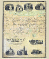 1860 Map of Wilkesbarre Luzerne County Pennsylvania