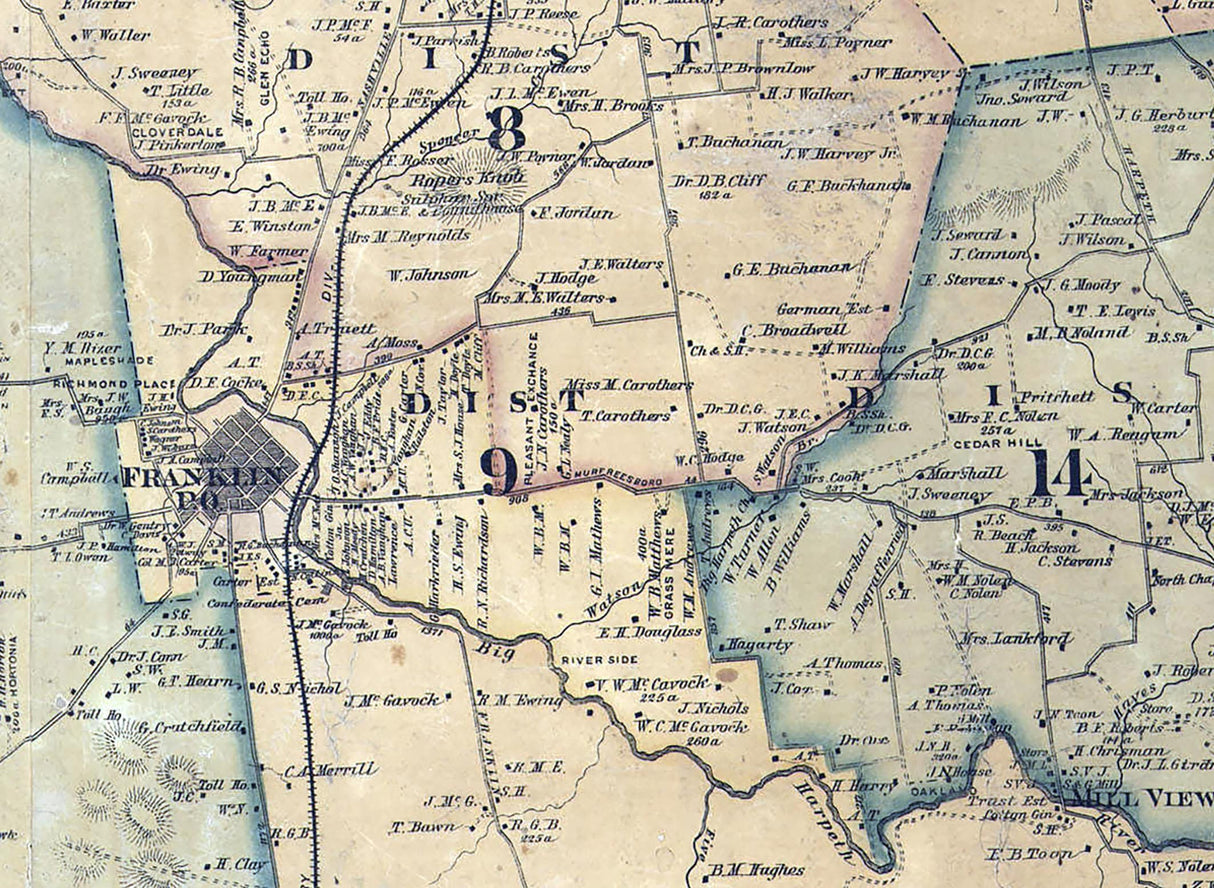 1878 Map of Williamson County Tennessee