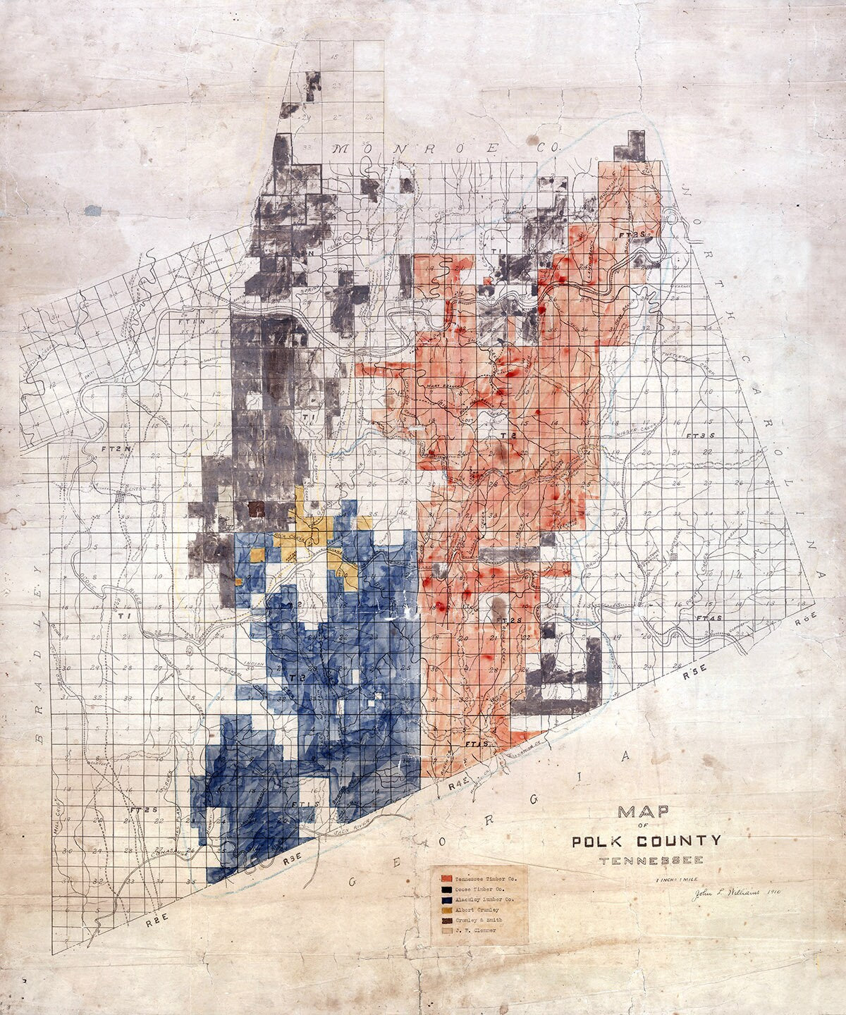 1910 Map of Polk County Tennessee