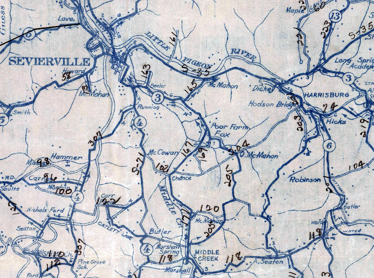 1912 Map of Sevier County Tennessee