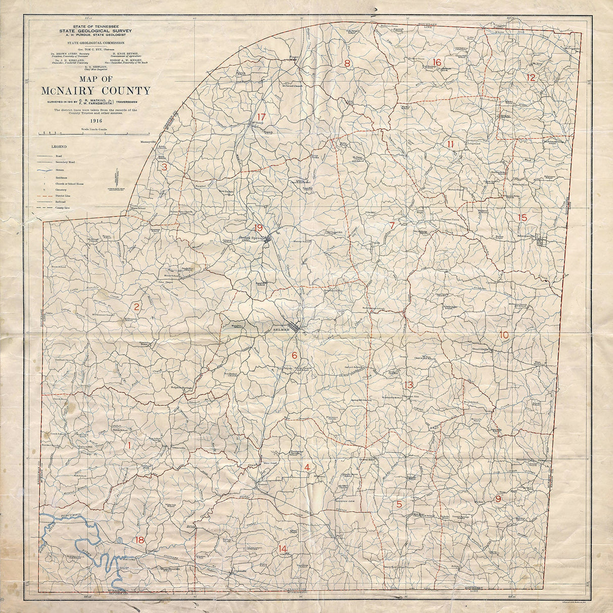 1916 Map of McNairy County Tennessee