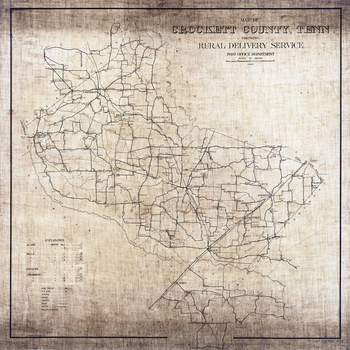 1920 Map of Crockett County Tennessee
