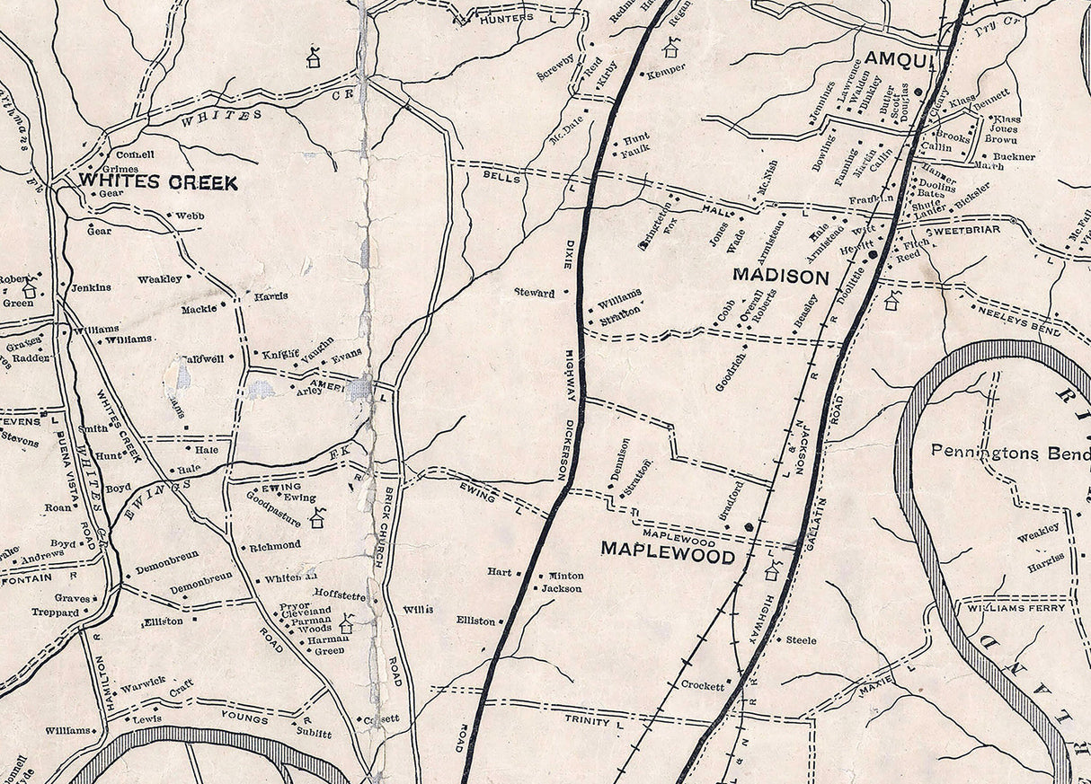 1920 Map of Davidson County Tennessee