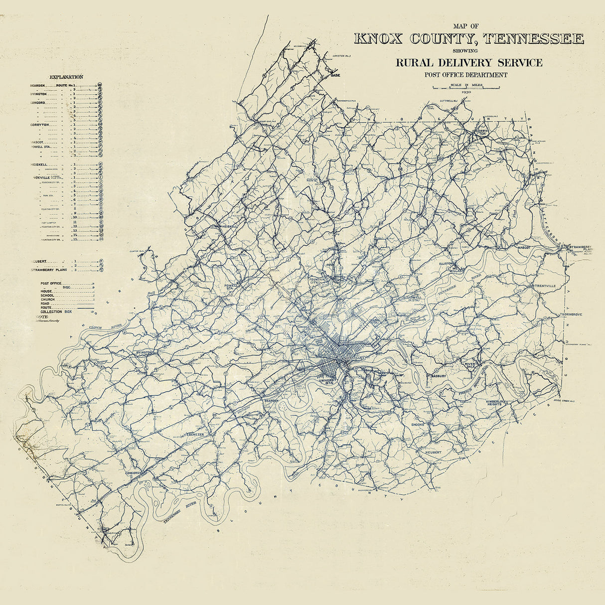 1930 Map of Knox County Tennessee