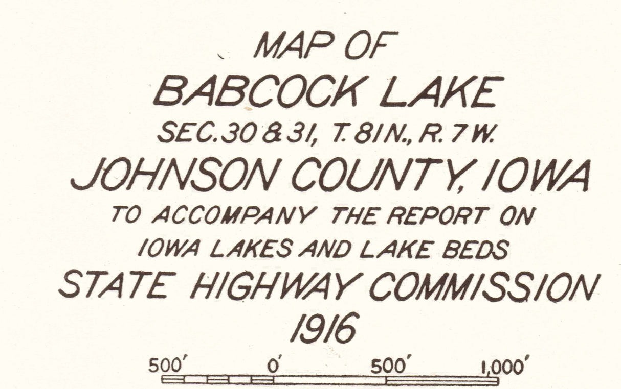 1916 Map of Babcock Lake Johnson County Iowa