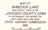 1916 Map of Babcock Lake Johnson County Iowa