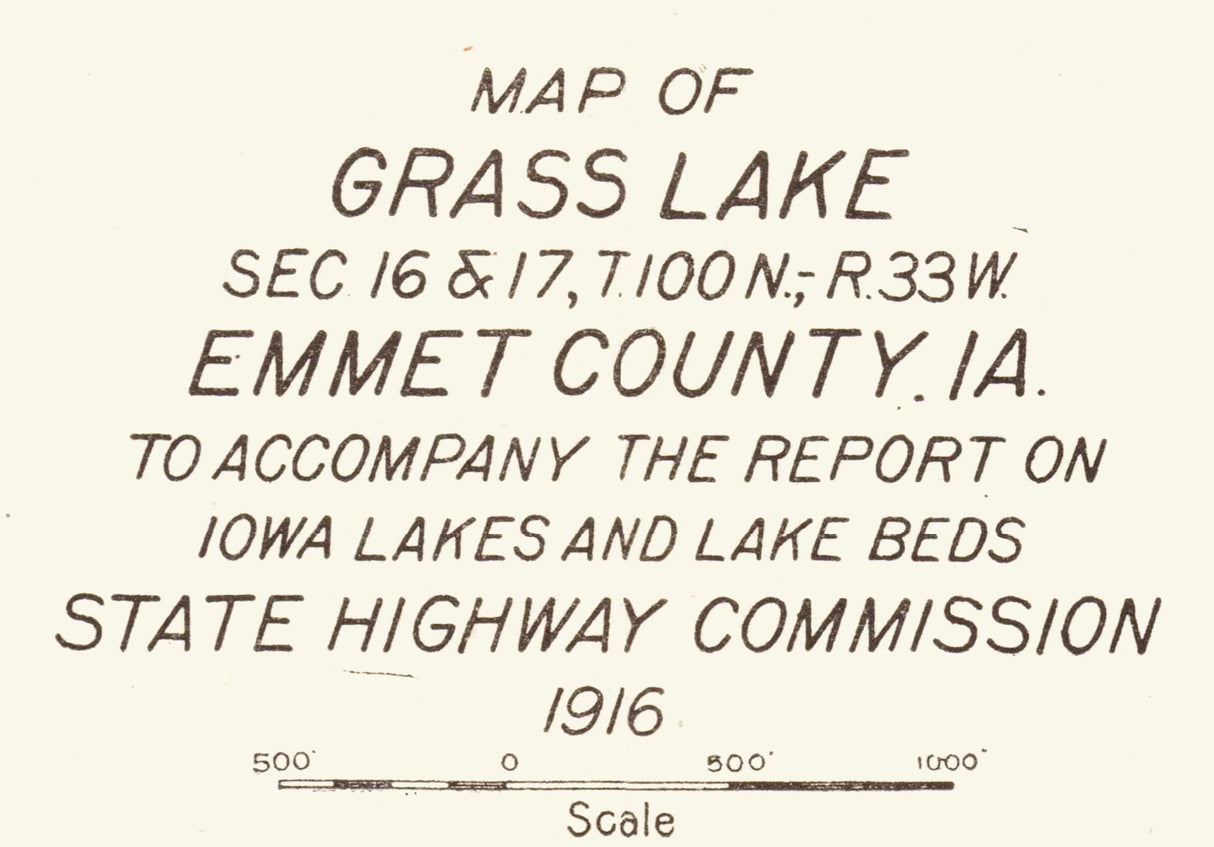 1916 Map of Grass Lake Emmet County Iowa
