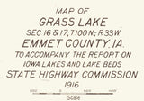 1916 Map of Grass Lake Emmet County Iowa