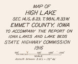 1916 Map of High Lake Emmet County Iowa