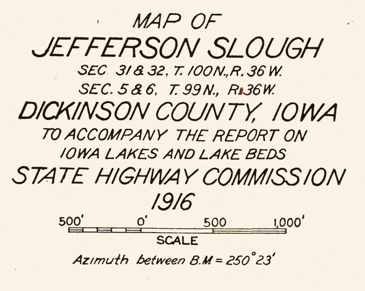 1916 Map of Jefferson Slough Dickinson County Iowa