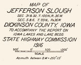 1916 Map of Jefferson Slough Dickinson County Iowa