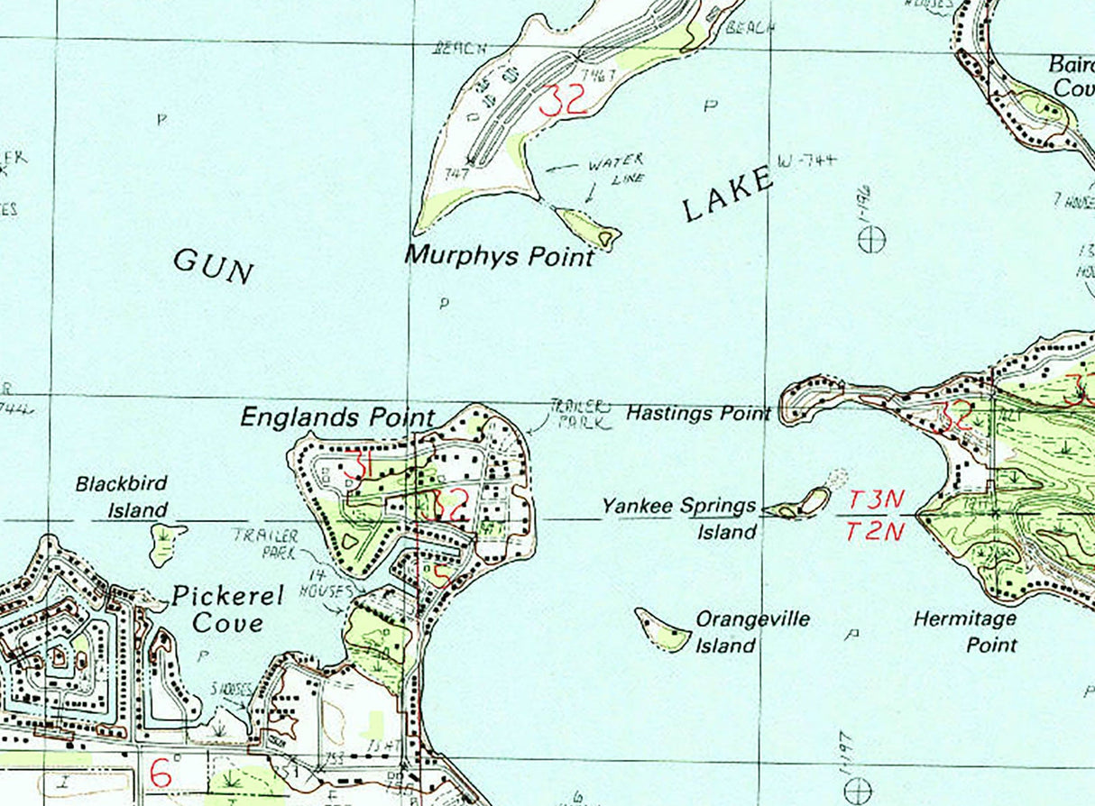 1982 Map of Gun Lake Yankee Springs Michigan