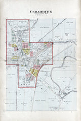 1915 Map of Cedarburg Ozaukee County Wisconsin