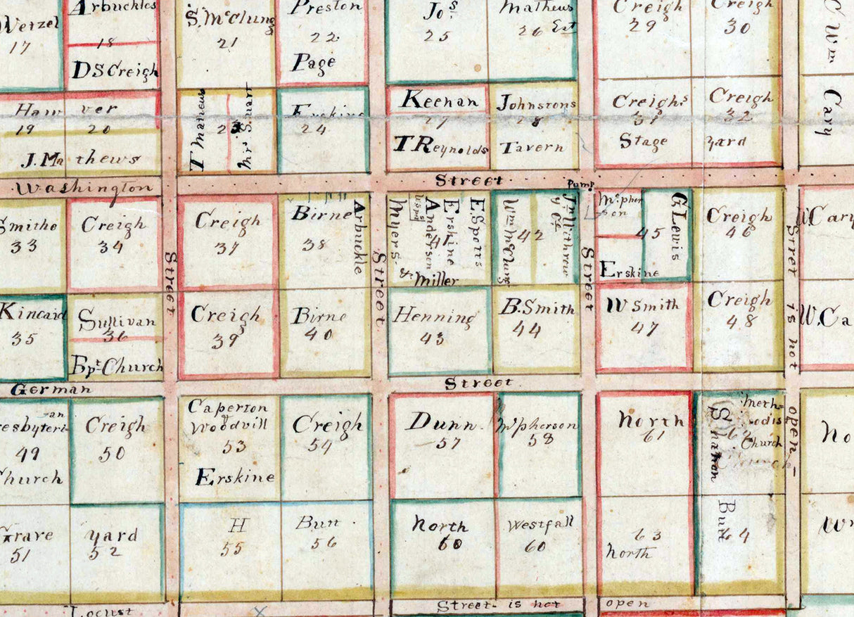 1849 Town Map of Lewisburg West Virginia