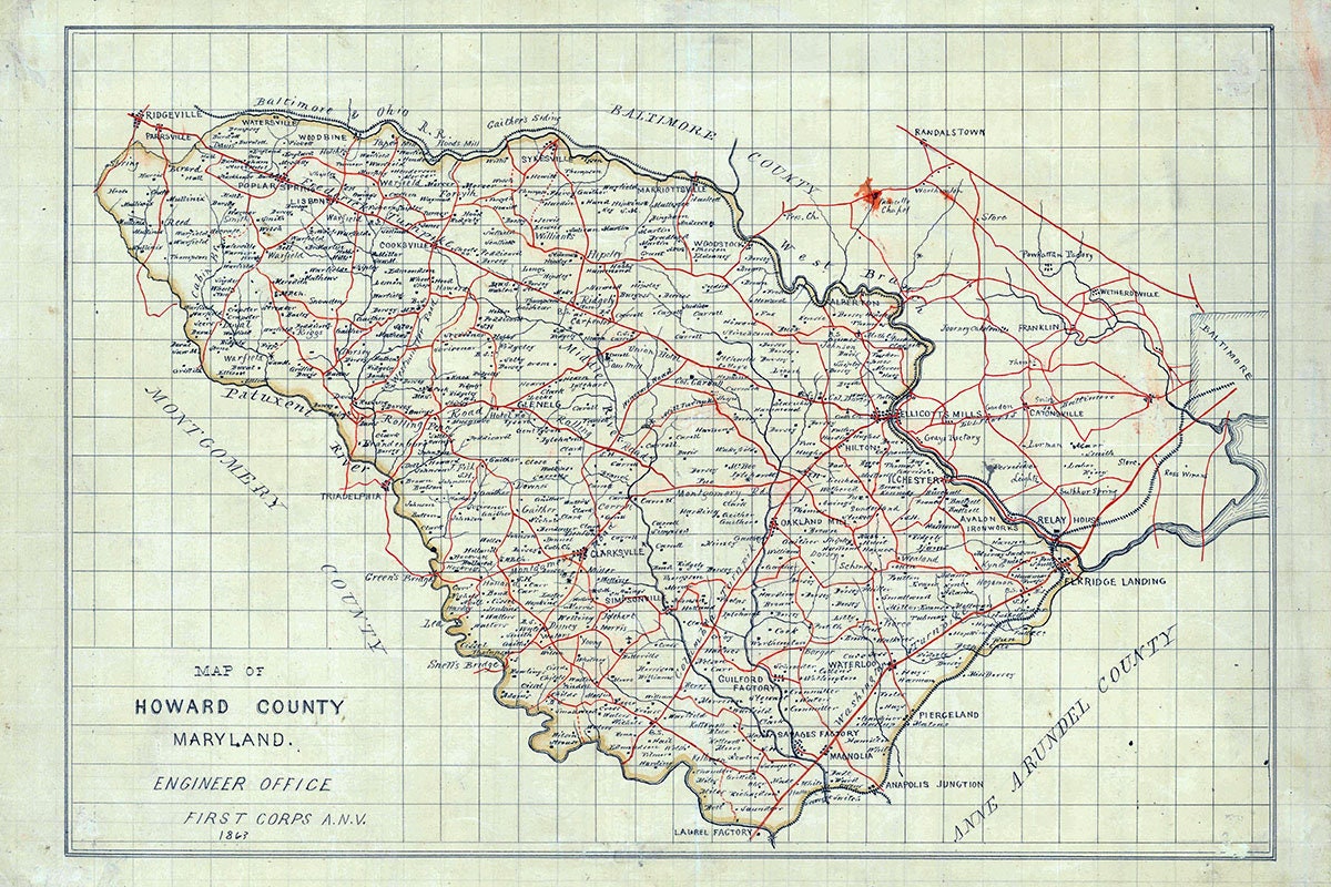 1863 Map of Howard County Maryland