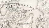 1871 Map of Yellowstone Lake and Upper Yellowstone River Wyoming Montana