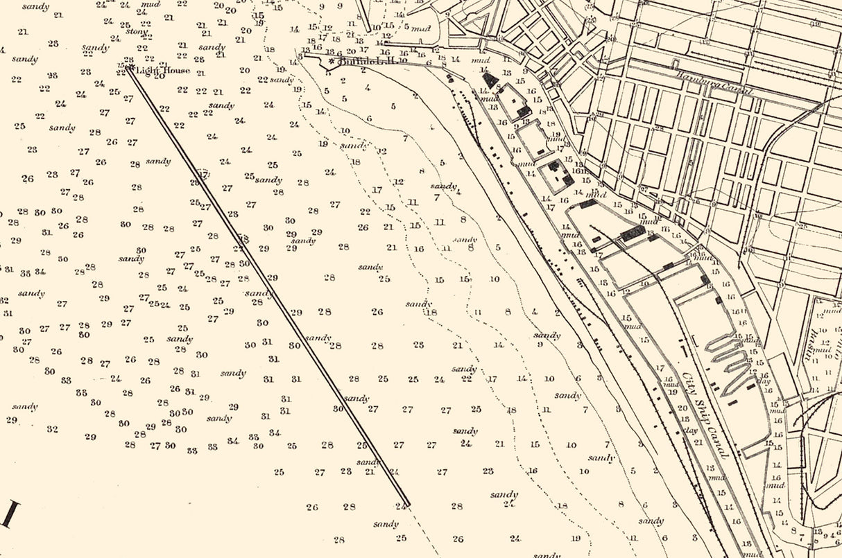 1875 Map of Buffalo Harbor New York and Head of Niagara River